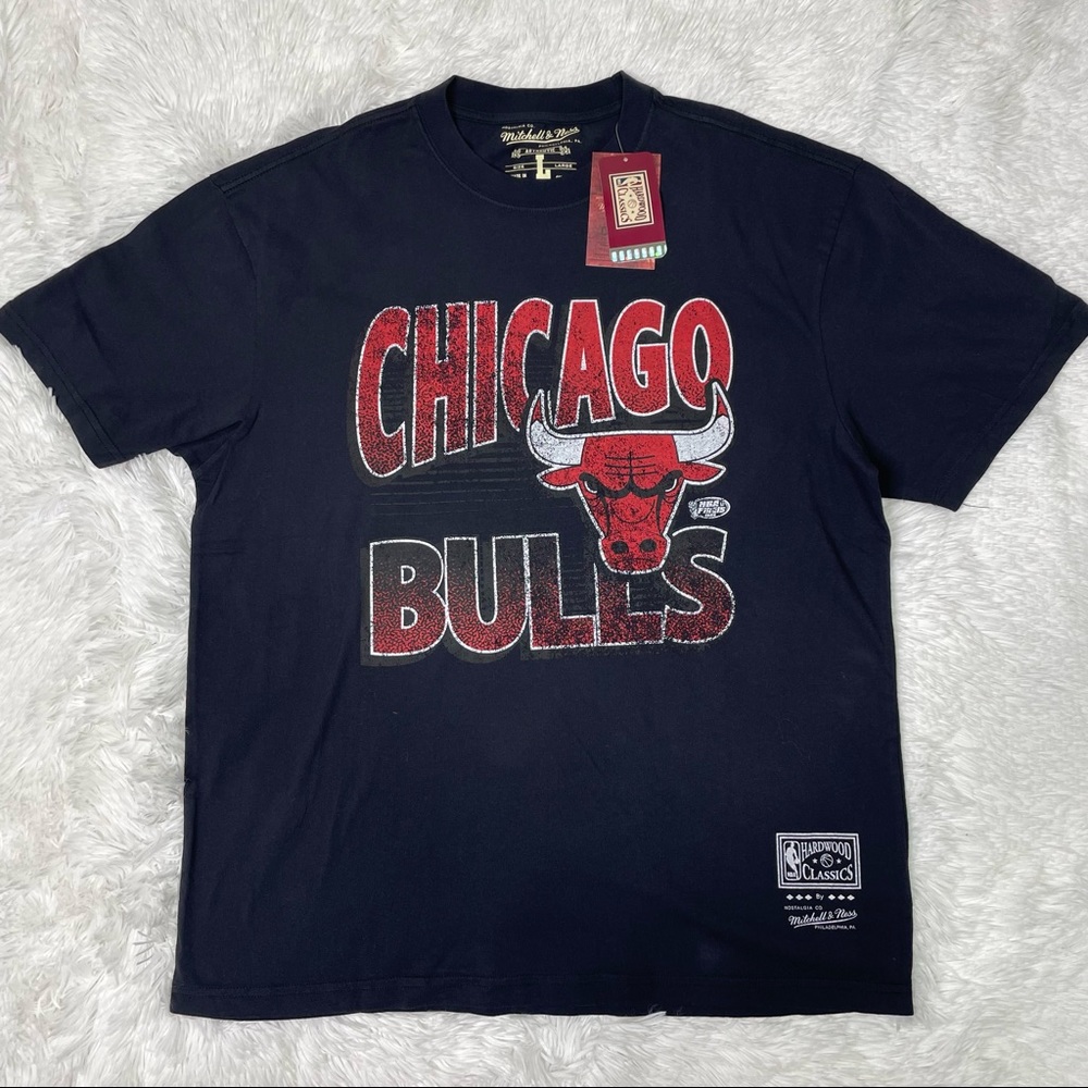 New Mitchell & Ness Incline Stack Tee Chigago Bulls Size Large